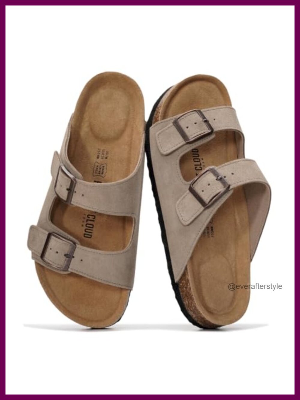 100% Genuine Leather Womens Slides Sandals Memory Foam Cork Footbed